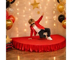 Scène Portable Semi, Circulaire Plateforme Scénique Pour Enfants | Plateau De Discours Compact Avec Plinthe, Pour La Danse Des Enfants Et Les Événements Scolaires(Red,100cm/39.4in)