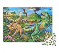 Scène préhistorique des Dinosaures Puzzle 1000 Pièces Cadeau Unique intéressant Jeu Éducatif Défi Jouet À De Qualité Supérieure Peinture Art pour Adultes Et Enfants À Partir De 14 Ans 38x26cm/1000pcs