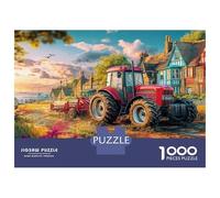 Scène Rurale avec Tracteur 1000 Pièces Coffret Puzzle Peinture de Campagne Vintage Puzzle Premium Carton Solide - DIY Familial Trop Amusant, Belle Déco, Cadeau D’Anniversaire pour Adultes Et Enfants