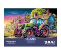 Scène Rurale avec Tracteur 1000 Pièces Coffret Puzzle Style Village Rural Cartoon Puzzle Premium Carton Solide - Ultra Dur Couples, Top Noté, Cadeau Noël Parfait pour Tout Le Monde 52x38cm/1000pcs