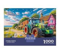 Scène Rurale avec Tracteur 1000 Pièces Puzzle Classique Peinture de Campagne Vintage Pack Puzzle Carton Premium - Hit chez Les Seniors Fans, Cadeau Maison Neuve, Fun pour Indoor Et Parties