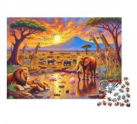 Scène Safari Africaine Casse-tête 1000 Pièces avec Découpe Précise, Jeu De Puzzle Classique activité Zen pour Une Décoration Murale, Idée Cadeau Anniversaire 38x26cm/1000pcs