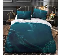 Scène sous-marine avec un requin Housse de Couette 3D Effet Super Douce Hypoallergique Prédateur marin Parure de Lit Microfibre résistante Fermeture Éclair Confortable for Garçon Single（135x200cm）
