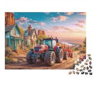 Scène Tracteur Puzzle 1000 Pièces Carton Épais Paysage Ferme Jeu De Société Loisir Week-End Pas De Bavures Texture Lisse Couleurs Vives 52x38cm/1000pcs