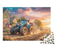 Scène Tracteur Puzzle 1000 Pièces Carton Épais Paysage Ferme Jeu De Société Loisir Week-End Pas De Bavures Texture Lisse Couleurs Vives 52x38cm/1000pcs
