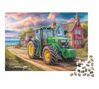 Scène Tracteur Puzzle 1000 Pièces Carton Épais Peinture Campagne Jeu De Société Loisir Week-End Pas De Bavures Texture Lisse Couleurs Vives 38x26cm/1000pcs