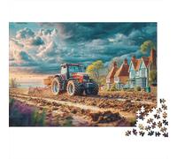 Scène Tracteur Puzzle 1000 Pièces Carton Épais Peinture Campagne Jeu De Société Loisir Week-End Pas De Bavures Texture Lisse Couleurs Vives 70x50cm/1000pcs