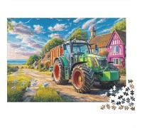 Scène Tracteur Puzzle 1000 Pièces Carton Épais Peinture Campagne Jeu De Société Loisir Week-End Pas De Bavures Texture Lisse Couleurs Vives 38x26cm/1000pcs