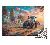 Scène Tracteur Puzzle 1000 Pièces Carton Épais Style Paysage Ferme Jeu De Société Loisir Week-End Pas De Bavures Texture Lisse Couleurs Vives 70x50cm/1000pcs