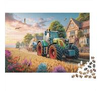 Scène Tracteur Puzzle 1000 Pièces Carton Épais Style Paysage Ferme Passe-Temps Intellectuel Idée Cadeau Puzzle Design Concentration Couleurs Vives 70x50cm/1000pcs