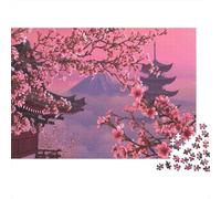 Scène Zen Montagne Puzzle en Papier 1000 pièces Architecture Sakura Adulte décoration Murale éducatif Paysage Cerisier Puzzle 38x26cm/1000pcs