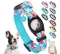 SCENEREAL Airtag Collier pour chiens de petite et moyenne taille, collier pour chiot avec support Airtag durable, compatible Apple Air Tag, anti-perte, réglable, doux et confortable, style unique
