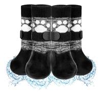 SCENEREAL Bottes pour chien et protections de pattes, chaussettes antidérapantes pour éviter de lécher les pattes pour chiens âgés de moyenne et grande taille, chaussures imperméables pour la neige