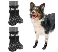SCENEREAL Chaussettes antidérapantes double face pour chien pour trottoir chaud, noir, taille M
