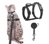 SCENEREAL Ensemble harnais et laisse anti-fugue avec support AirTag, harnais réfléchissant pour animal domestique pour la promenade, harnais doux réglable pour l'extérieur et l'intérieur, mignon