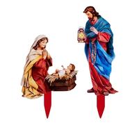 Scènes De Nativité Extérieure Pour Cour - Sculpture De Jardin De Jardin, Affichage De Cour Festive | Figurine De La Sainte Allumée, Scène De Jésus Acrylique, Ornement De Vacances Résistant Aux