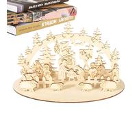 Scènes de Nativité Wood - 8.27x4.33x4.33 Pouces Centrotable Rustique pour Manger en Bois | Décoration de Wagons de Table pour la nativité pour la célébration des fêtes de Cuisine pour la Salle