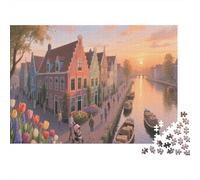 Scènes de Rue charmantes Puzzle Adulte 1000 Teile ÉduChatif Challenge Toy Artisanat Cadeau Famille Décoration Intérieure Jeu D'adresse pour Toute La Famille 1000pcs (75x50cm)