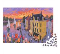 Scènes de Rue charmantes Puzzles pour Adultes 1000 Pièces ÉduChatif Challenge Toy Artisanat Cadeau Famille Décor À La Maison Adultes & Enfants des 14 Ans 1000pcs (75x50cm)