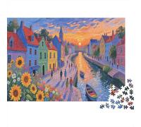 Scènes de Rue charmantes Puzzles pour Adultes 1000 Pièces ÉduChatif Challenge Toy Artisanat Cadeau Famille Home Decor Adultes & Enfants des 14 Ans 1000pcs (75x50cm)