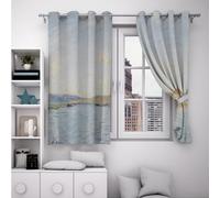 Scènes estivales sur la berge de rivière Rideaux occultants Navigation en bateau sur le lac Peintures célèbres Gravures Rideaux de porte pour ferme Salle à manger Salon 2 panneaux (W140xL180cm chacun)