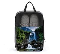 Scenic Mountain Sac à chaussures cascade Organiseur de chaussures de voyage résistant à l'eau Pochette à chaussures avec fermeture éclair Sac à poussière, gris, taille unique, moderne, gris, Taille