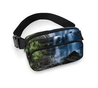 Scenic Mountain Sac banane pour homme et femme avec sangle réglable pour voyage, sport, randonnée, cascade de montagne pittoresque, 20 x 13 cm, sac banane, montagne panoramique, Cascade de montagne