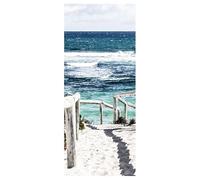 Scenolia Stickers Affiche Autocollante de Porte - Paysage Marin et Côte Sauvage 85 x 205 cm - Décoration Murale Poster Adhésif Trompe l'Oeil - Pose Facile et Qualité HD