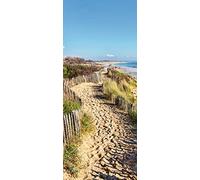 Scenolia Stickers Affiche Autocollante de Porte - Sentier Littoral Bord de Mer 85 x 205 cm - Décoration Murale Poster Adhésif Trompe l'Oeil - Pose Facile et Qualité HD