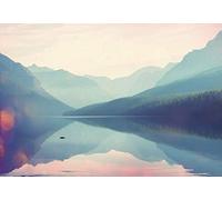 Scenolia Tableau en Verre Acrylique Brume Lac et Montagnes 130 x 90 cm - Décoration Murale - Photographie Paysage Canada - Pose Facile et Qualité HD