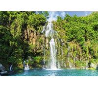 Scenolia Tableau en Verre Acrylique Cascades dans la Jungle 90 x 60 cm - Décoration Murale - Photographie Chutes d'eau Île de la Réunion - Pose Facile et Qualité HD
