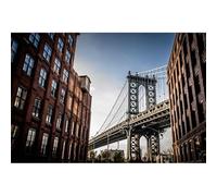 Scenolia Tableau en Verre Acrylique Pont de Brooklyn New York City 60 x 40 cm - Décoration Vintage Murale - Photographie Architecture Etats Unis - Pose Facile et Qualité HD