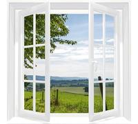 Scenolia Tableau Trompe L'Oeil en Verre Acrylique Fenêtre sur Paysage de Campagne 60 x 60 cm - Avec Blanc de Soutien - Photographie et Déco Murale