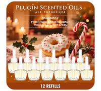 Scent-Hi Desodorisant Maison Recharge, 12x19ML, 4 Parfums, Désodorisant Électrique Recharge Convient pour Air Wick/Glade Diffuseur Electrique - Douce Maison, Beignet Givré, Gui