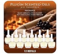 Scent-Hi Desodorisant Maison Recharge, 12x19ML, 4 Parfums, Désodorisant Électrique Recharge Convient pour Air Wick/Glade Diffuseur Electrique - Cassis, Cashmere, Chocolat Chaud, Warm Fireplace
