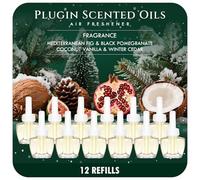 Scent-Hi Desodorisant Maison Recharge, 12x19ML, 4 Parfums, Désodorisant Électrique Recharge Convient pour Air Wick/Glade Diffuseur Electrique - Figue Méditerranéenne, Grenade Noire