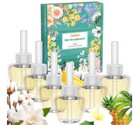 Scent-Hi Desodorisant Maison Recharge, 3 Parfums en Alternance Désodorisant Électrique Recharge Convient pour Air Wick/Glade Diffuseur Electrique, 6x19ML - Hawaïen, Jasmin, Coton
