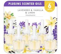Scent-Hi Desodorisant Maison Recharge, 6x19ML - Lin, Lavande, Vanille, 3 Parfums en Alternance Désodorisant Électrique Recharge Convient pour Air Wick/Glade Diffuseur Electrique