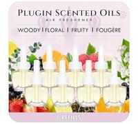 Scent-Hi Desodorisant Maison Recharge, 8x19ML, 4 Parfums, Désodorisant Électrique Recharge Convient pour Air Wick/Glade, Parfum Boisé, Floral Frais, Fruité et Fougère