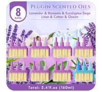 Scent-Hi Recharge diffuseur électrique pour chambre et salon, 8 recharges lavande eucalyptus sauge avec linge frais coton, compatible avec diffuseur Febreze 3Volution