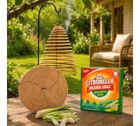 Scent-Hi Spirale à brûler Citronella, Grandes Spirales suspendues, Pack de 2, environ 36 h de durée de combustion par pièce, Spirale à brûler d'extérieur pour balcon, terrasse, jardin, camping