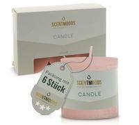 SCENTMOODS Rustik - Lot de 6 bougies piliers - Bougies flamant rose fabriquées à la main - Durée de combustion : 5 x 5 cm - Cire végétale naturelle sans huile de palme - Sans parfum