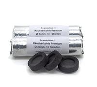 Scentolino Lot de 2 rouleaux de 10 pastilles de charbon d'encens 33 mm, allumage rapide, durée de combustion d'environ 45 minutes, pour encens et encens