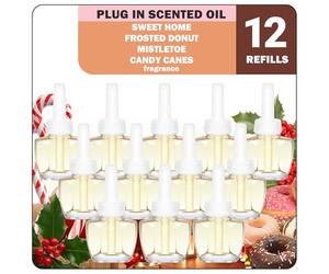 SCENTORINI Recharge pour Diffuseurs d'Ambiance Electrique, 19MLx12 Convient pour Air Wick et pour Glade Recharge Desodorisant Maisons, Parfum Douceur du Foyer, Beignet Givré, Gui, Cannes De Noël
