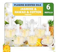 SCENTORINI Recharge pour Diffuseurs d'Ambiance Parfum de Maison, 19MLx6 Recharges Parfum Jasmin, Hawaïen,Coton Convient Desodorisant Maison Diffuseur Electrique pour Air Wick et pour Glade