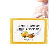 Scentric Glow Savon à L'acide Kojique au Curcuma Savonnette,Lemon Turmeric & Kojic Acid Brightening Soap,Turmeric Soap Bar for Dark Spots,Dissolvant de Taches Sombres pour le Visage et le Corps (1)