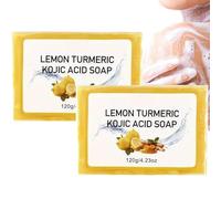 Scentric Glow Savon à L'acide Kojique au Curcuma Savonnette,Lemon Turmeric & Kojic Acid Brightening Soap,Turmeric Soap Bar for Dark Spots,Dissolvant de Taches Sombres pour le Visage et le Corps (2)