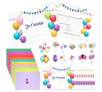 Scettar 12 Cartes Invitation Anniversaire Fille Ballons colorés thème, avec 12 Couleur Enveloppes anniversaire Enfant, Pour Invitations de fête,Anniversaire
