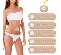 Scettar 50 Pièces Pack d'Huile de Ricin pour Nombril,Auto - adhésif Patch Castor Oil Pack,Une fois Patch Nombril Castor Oil Coussinets avec Coton