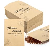 Scettar 60 Pcs Sachet de Graines à Semer Mariage Pochette Kraft,Cadeau Invites Mariage Pochettes pour Graines à semer 12 x7cm,Cadeau Bapteme Invité Sac en Papier Kraft